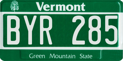 VT license plate BYR285