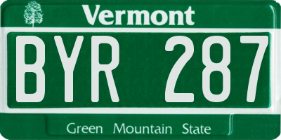 VT license plate BYR287