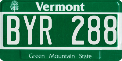 VT license plate BYR288