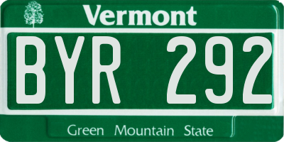 VT license plate BYR292