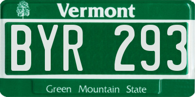 VT license plate BYR293