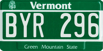 VT license plate BYR296