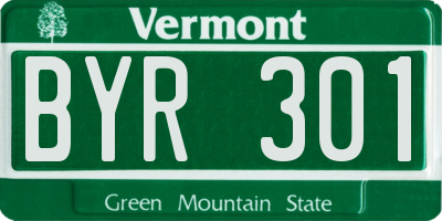 VT license plate BYR301