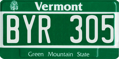 VT license plate BYR305