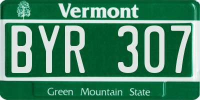 VT license plate BYR307
