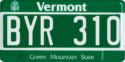 VT license plate BYR310
