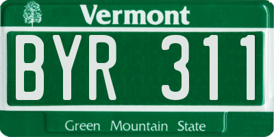 VT license plate BYR311