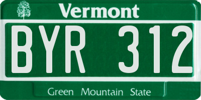 VT license plate BYR312