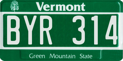 VT license plate BYR314