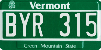 VT license plate BYR315