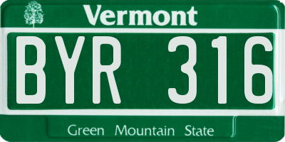 VT license plate BYR316