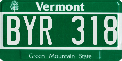 VT license plate BYR318