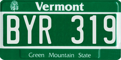 VT license plate BYR319