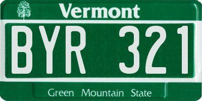 VT license plate BYR321