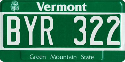 VT license plate BYR322