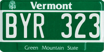 VT license plate BYR323