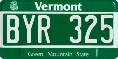 VT license plate BYR325