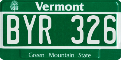 VT license plate BYR326