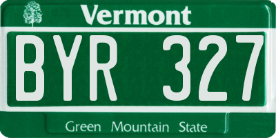 VT license plate BYR327