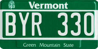 VT license plate BYR330