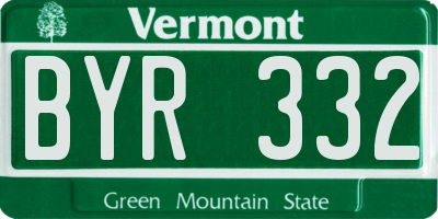 VT license plate BYR332