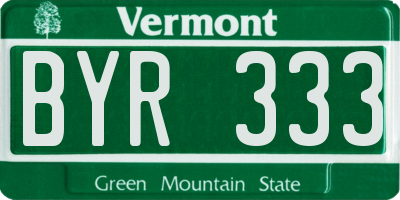 VT license plate BYR333