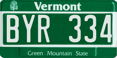 VT license plate BYR334