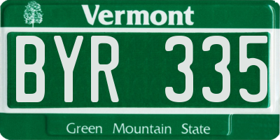 VT license plate BYR335