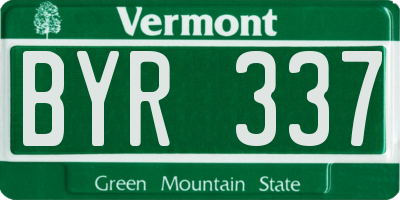 VT license plate BYR337
