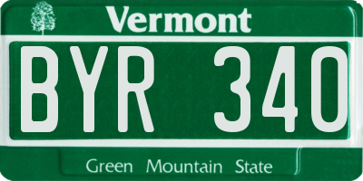 VT license plate BYR340