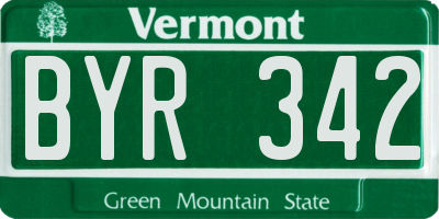 VT license plate BYR342