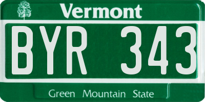 VT license plate BYR343