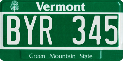 VT license plate BYR345