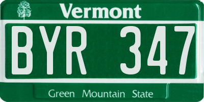 VT license plate BYR347