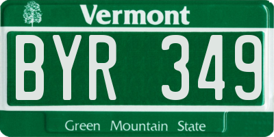 VT license plate BYR349