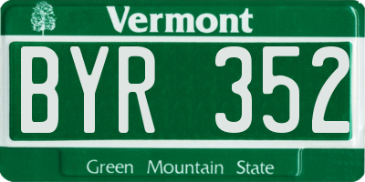 VT license plate BYR352