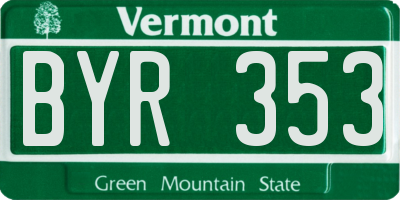VT license plate BYR353