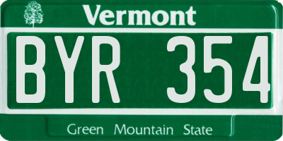 VT license plate BYR354