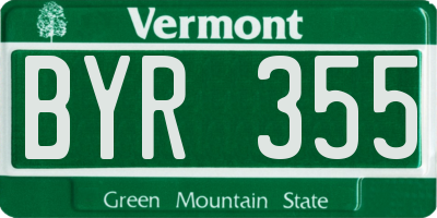 VT license plate BYR355