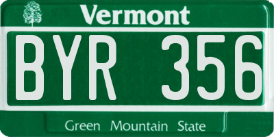 VT license plate BYR356