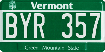VT license plate BYR357