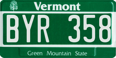 VT license plate BYR358