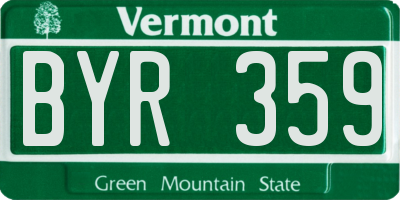 VT license plate BYR359