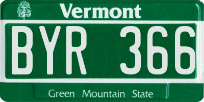 VT license plate BYR366