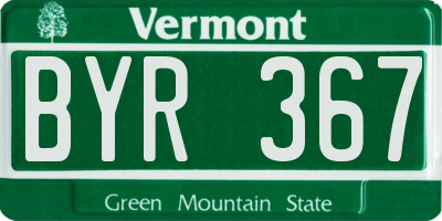 VT license plate BYR367