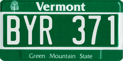 VT license plate BYR371