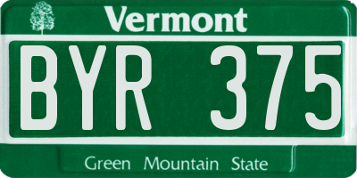 VT license plate BYR375