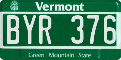 VT license plate BYR376