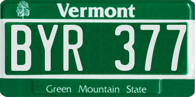 VT license plate BYR377