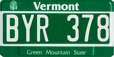 VT license plate BYR378